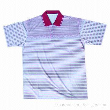 Men's Striped Printed Polo Shirt, Made of 100% Cotton